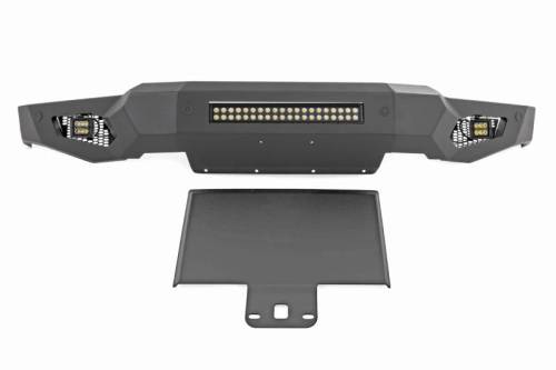 Rough Country - 10809A | Rough Country High Clearance Front Bumper With LED Lights And Skid Plate For Ford F-150 | 2021-2023