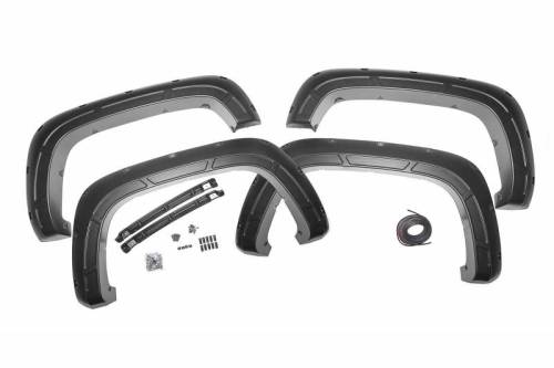 Rough Country - A-C12011 | Rough Country Defender Fender Flares For Chevrolet Silverado 2500 HD / 3500 HD (2020-2025) | Flat Black