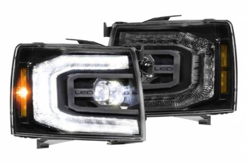 Morimoto - LF540.2-ASM | Morimoto XB LED Headlights With Amber Side Marker, Sequential Turn Signal, White DRL For Chevrolet Silverado | 2007-2013 | Pair