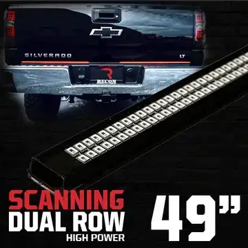 Recon Truck Accessories - 26425XHP | 49? “Dual Row” Tailgate Bar High Power LED Scanning Red Signals, Brake & Reverse Lights