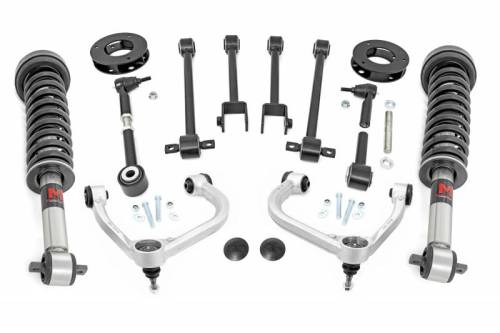 Rough Country - 40240 | Rough Country 3 Inch Lift Kit With Upper Control Arms For Ford Expedition 4WD | 2018-2023 | M1 Monotube Struts