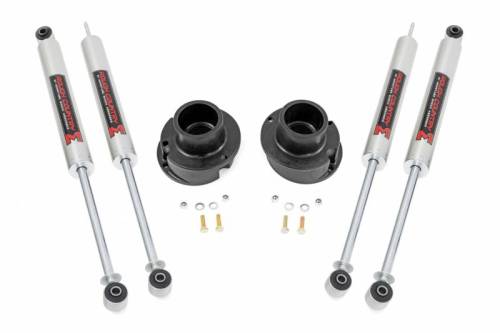 Rough Country - 37740 | Rough Country 2.5 Inch Leveling Kit For Ram 2500 (2014-2023) / 3500 (2013-2023) 4WD | M1 Shock, Factory Rear Leaf Spring