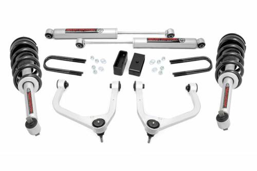 Rough Country - 28231 | Rough Country 3.5 Inch Lift Kit With Aluminum Control Arms N3 Struts / N3 Rear Shocks (2019-2024 Silverado 1500 2WD/4WD | Mono Leaf Springs)