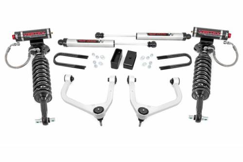 Rough Country - 28257 | Rough Country 3.5 Inch Lift Kit With Aluminum Control Arms Vertex Coilovers / V2 Rear Shocks (2019-2024 Silverado 1500 2WD/4WD | Mono Leaf Springs)
