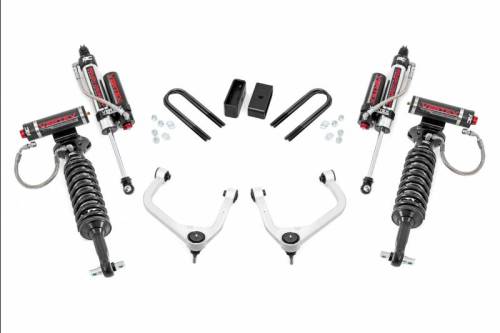 Rough Country - 28250 | Rough Country 3.5 Inch Lift Kit With Aluminum Control Arms Vertex Coilovers / Vertex Rear Shocks (2019-2024 Silverado 1500 2WD/4WD | Mono Leaf Springs)