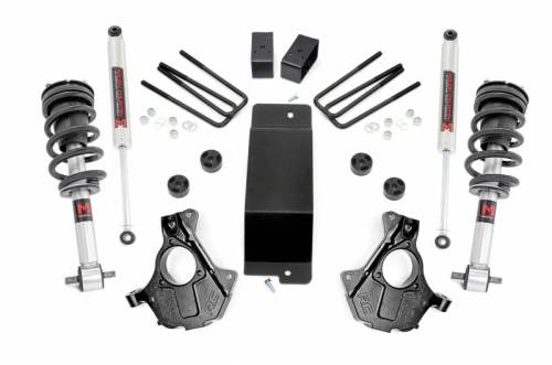 Rough Country - 12440 | Rough Country 3.5 Inch Lift Kit With Rear Lift Blocks For Chevrolet Silverado / GMC Sierra 1500 | 2014-2018 | Front M1 Struts, Rear M1 Shocks, Factory Cast Steel Control Arms