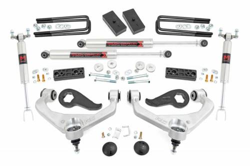 Rough Country - 95840 | Rough Country 3 Inch Lift Kit Aluminum Control Arms M1 Shocks (2020-2025 Silverado, Sierra 2500 HD Without Factory Rear Overloads)