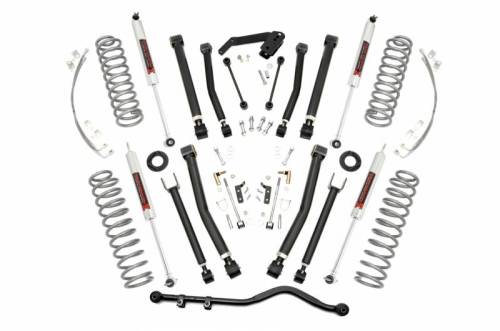 Rough Country - 67340 | Rough Country 4 Inch Lift Kit For Jeep Wrangler JK 2007-2018 | 2 Door, M1 Shocks