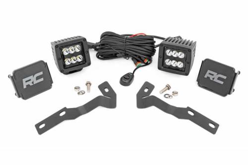 Rough Country - 71080 | Rough Country Low Profile LED Ditch Light Kit For Toyota Tacoma (2016-2023) | Black Series With Spot Beam