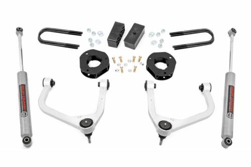 Rough Country - 28830 | Rough Country 3.5 Inch Lift Kit With Aluminum Control Arms Struts Spacers / N3 Rear Shocks (2019-2025 Sierra 1500 2WD/4WD | Mono Leaf Spring)