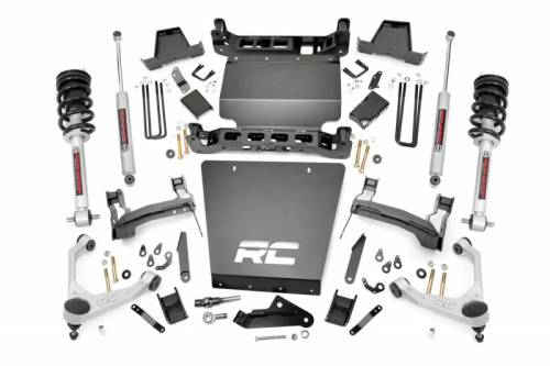 Rough Country - 11633 | Rough Country 7 Inch Lift Kit With Stamped Steel Lower Control Arms Chevrolet Silverado / GM Sierra 1500 4WD | 2016-2018 | N3 Struts With N3 Rear Shocks