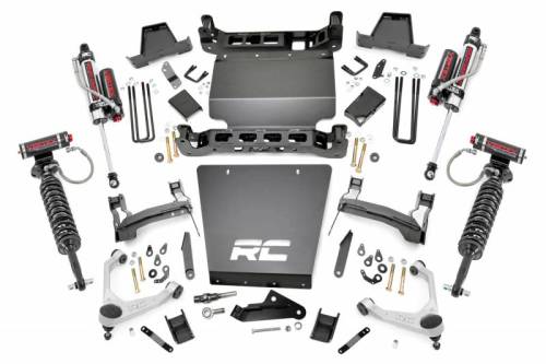 Rough Country - 11650 | Rough Country 7 Inch Lift Kit Vertex Coilovers / Vertex Rear Shocks  (2016-2018 Silverado, Sierra 1500 4WD | With Stamped Steel Factory Lower Control Arms)