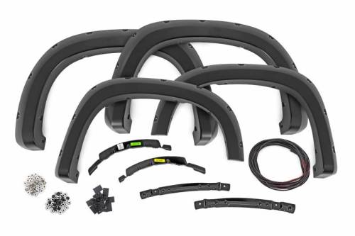 Rough Country - F-C12211 | Rough Country Pocket Fender Flares For Chevrolet Silverado 1500 2/4WD (2022-2025) | Flat Black