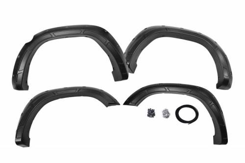 Rough Country - A-D10914-JSC | Rough Country Defender Pocket Fender Flares For Ram 1500 2/4WD (2019-2024) | Billet Silver