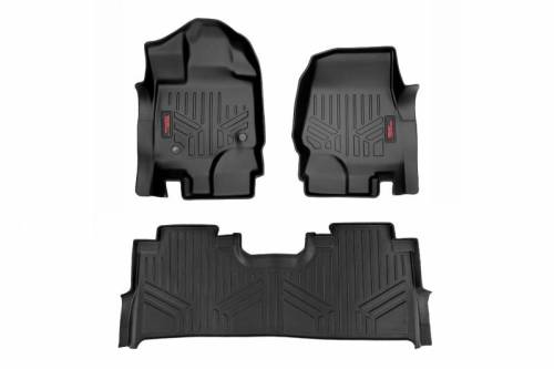 Rough Country - M-51515 | Rough Country Floor Mats Front & Rear For Ford F-150 / F-150 Lighting / Raptor | 2015-2023 | Front Row Bucket Seats, Factory Under Seat Storage
