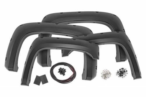 Rough Country - F-C10714B-GAZ | Rough Country Pocket Fender Flares For Chevrolet Silverado 1500 / 2500 HD / 3500 HD (2007-2014) | Summit White