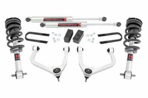 Rough Country - 28840 | Rough Country 3.5 Inch Lift Kit With Aluminum Control Arms M1 Struts / M1 Rear Shocks (2019-2025 Sierra 1500 2WD/4WD | Mono Leaf Spring)