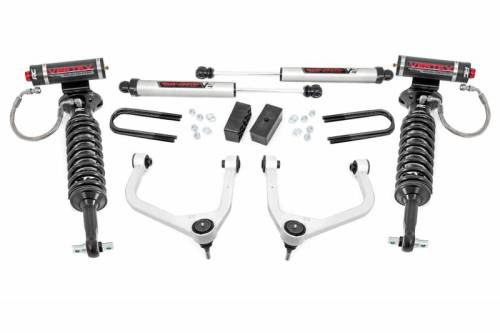 Rough Country - 28857 | Rough Country 3.5 Inch Lift Kit With Aluminum Control Arms Vertex Coilovers / V2 Rear Shocks (2019-2025 Sierra 1500 2WD/4WD | Mono Leaf Spring)
