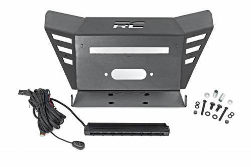 Rough Country - 92078 | Rough Country Winch Mount With 10 Inch Slimline LED Light Bar For Honda Pioneer 520 (SXS520M2) | 2022-2023 | Mount Only