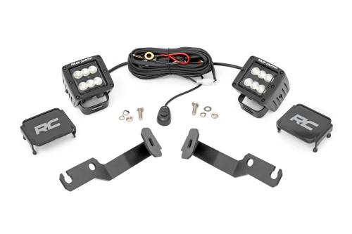 Rough Country - 71088 | Rough Country LED Ditch Light Kit For Toyota Tacoma | 2005-2015 | Black Series With Flood Beam
