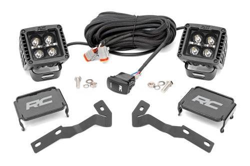 Rough Country - 71090 | Rough Country LED Ditch Light Kit For Toyota Tacoma | 2005-2015 | Black Series With Amber DRL
