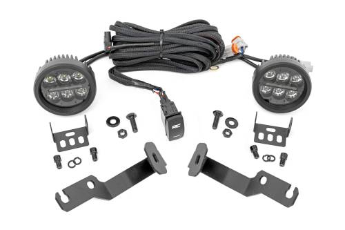 Rough Country - 71092 | Rough Country LED Ditch Light Kit For Toyota Tacoma | 2005-2015 | 3.5 Inch Round With Amber DRL