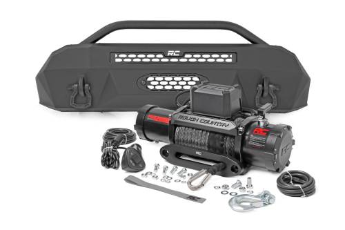 Rough Country - 10715 | Rough Country Front Hybrid Bumper For Toyota Tacoma 2/4WD | 2016-2023 | PRO12000S Winch, No Lights