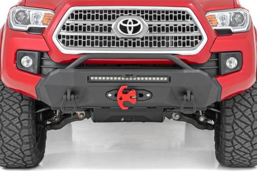 Rough Country - 10718 | Rough Country Front Hybrid Bumper For Toyota Tacoma 2/4WD | 2016-2023 | Winch Mount Only, Black Series Light Bar