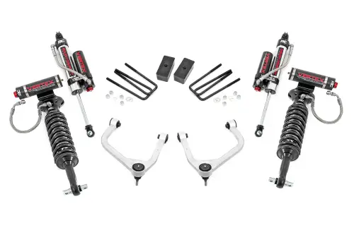 Rough Country - 22650 | Rough Country 3.5 Inch Lift Kit With Aluminum Control Arms Vertex Coilovers / Vertex Rear Shocks (2019-2025 Sierra 1500 2WD/4WD | Multi Leaf Springs)