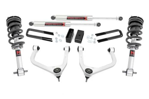 Rough Country - 22640 | Rough Country 3.5 Inch Lift Kit For GMC Sierra 1500 2WD/4WD | 2019-2024 | Rear Factory Multi-Leaf Spring, M1 Struts, M1 Rear Shocks