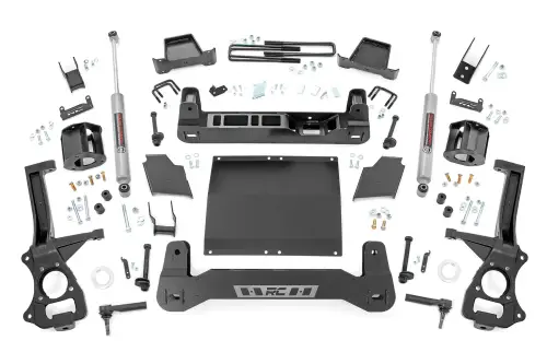 Rough Country - 27531D | Rough Country 4 Inch Lift Kit Strut Spacers / N3 Rear Shocks (2019-2025 Silverado, Sierra 1500 AT4 / Trail Boss 4WD | 2.7L, 3.0L Diesel Engine)