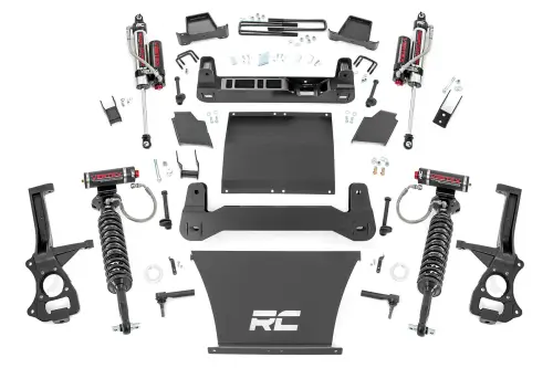 Rough Country - 27550 | Rough Country 4 Inch Lift Kit Chevrolet Silverado / GMC Sierra 1500 | 2019-2024 | Gas Trailboss/AT4, Front Vertex Adjustable Coilovers, Rear Vertex Adjustable Shocks