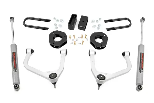 Rough Country - 28230 | Rough Country 3.5 Inch Lift Kit With Aluminum Control Arms Strut Spacers / N3 Rear Shocks (2022-2025 Silverado 1500 2WD/4WD | Mono Leaf Springs)