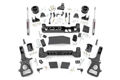 Rough Country - 33830A | Rough Country 5 Inch Lift Kit For Ram 1500 4WD | 2019-2023 | Without 22" Factory Wheels, Front Strut Spacers, Rear N3 Shocks