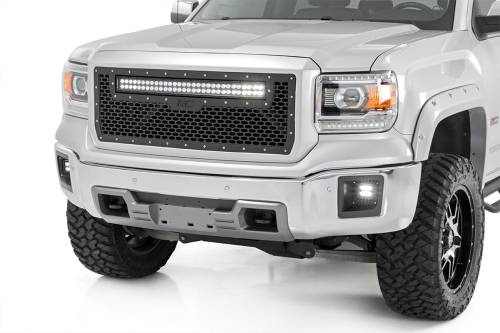 Rough Country - 70190BDA | GMC Mesh Grille | 30in Dual Row Black Series LED w/ Amber DRL (14-15 Sierra 1500)