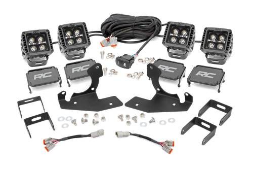Rough Country - 70762DRLA | Rough Country LED Fog Light Kit For Chevrolet Silverado 1500/1500 HD/ 2500 HD/3500 HD | 2007-2014 | Black Series With  Amber DRL