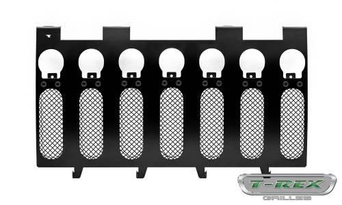 T-Rex Billet - 6314841-BR | T-Rex Stealth Torch Series LED Light Grille | Small Mesh | Mild Steel | Black | Black Studs | 1 Pc | Insert | 7 - 2 in. Round LED Lights