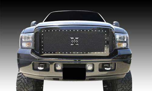 T-Rex Billet - 6715611 | T-Rex X-Metal Series Studded Mesh Grille | Large Mesh | Mild Steel | Black | Chrome Studs | 3 Pc | Insert