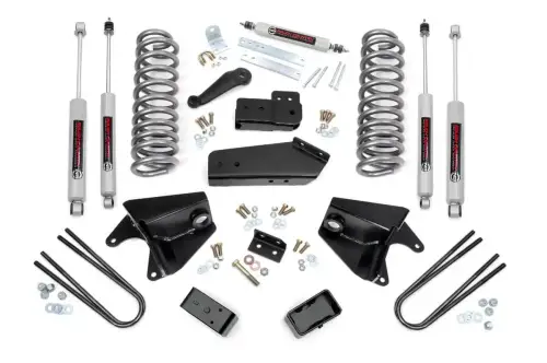 Rough Country - 46533 | Rough Country 4 Inch Lift Kit With Quad Premium N3 Series Front Shocks For Ford F-150 4WD | 1980-1996 | Lift Blocks