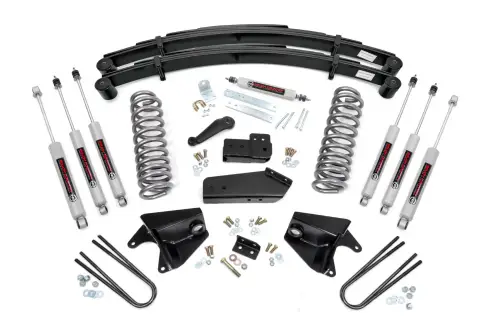 Rough Country - 52033 | Rough Country 4 Inch Lift Kit With Quad Premium N3 Series Front Shocks For Ford F-150 4WD | 1980-1996 | Leaf Springs