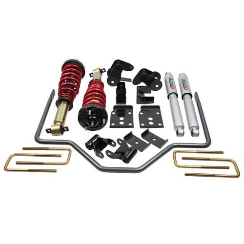Belltech - 1001HK | Belltech 1 to 3 Inch Front / 4 Inch Rear Complete Lowering Kit with Height Adjustable Coilovers & Rear Sway Bar (2015-2020 F150 2WD/4WD)