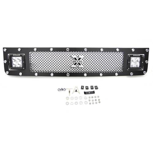 T-Rex Billet - 6319321 | T-Rex Torch Series LED Light Grille | Small Mesh | Mild Steel | Black | Chrome Studs | 1 Pc | Insert