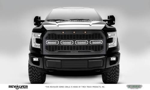 T-Rex Billet - 6515731 | T-Rex Revolver Series LED Grille | Laser Cut Pattern | Mild Steel | Black | Chrome Studs | 1 Pc | Replacement