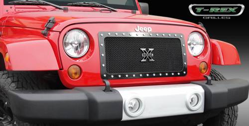 T-Rex Billet - 6714831 | T-Rex X-Metal Series Studded Mesh Grille | Small Mesh | Mild Steel | Black | Chrome Studs | 1 Pc | InsertÊ[Available While Supplies Last]