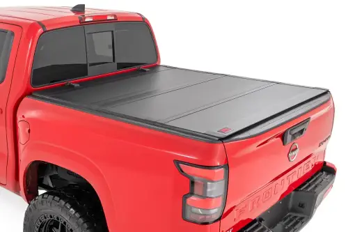 Rough Country - 49520501 | Rough Country Hard Tri Fold Flip Up Bed Cover For Nissan Frontier | 2005-2021 | 5' Bed
