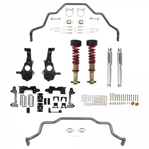 Belltech - 1040HK | Belltech 2 to 4 Inch Front / 6 Inch Rear Complete Lowering Kit with Height Adjustable Coilovers & Front Sway Bar (2019-2023 Silverado/Sierra 1500 2WD)