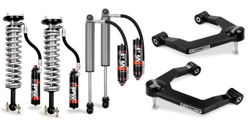 Cognito Motorsports - 210-P1006 | Cognito 3-Inch Elite Ball Joint Leveling Kit with Fox Elite 2.5 Reservoir Shocks (2019-2024 Silverado, Sierra 1500 2WD/4WD)