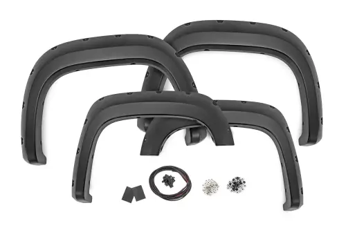 Rough Country - F-G10716 | Rough Country Pocket Fender Flares For GMC Sierra 1500 2/4WD (2007-2013) | 6'7" & 8' Bed, Flat Black