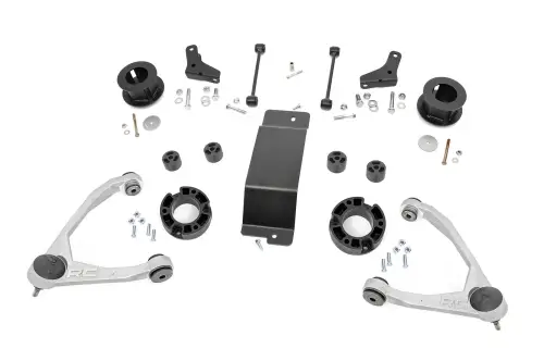 Rough Country - 19331 | Rough Country 3.5 Inch Suspension Lift Kit Forged UCAs For Chevrolet Suburban, Tahoe, Avalanche / GMC Yukon, Yukon XL (2007-2020) | Aluminum Finish, Strut Spacers With Shock Relocation Brackets