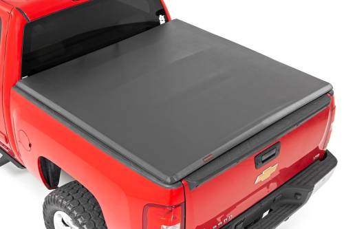 Rough Country - 41207650 | Rough Country Soft Tri-Fold Bed Cover (2007-2013 Silverado, Sierra 1500 2WD/4WD | 6'7" Bed)